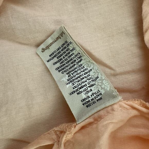 Soft Surroundings Embroidered Blouse Top Size M Orange Blue Beaded Boho Floral - Picture 7 of 13